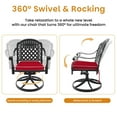 thumbnail image 6 of Hzzkey 5-Piece Rectangle Cast Aluminum Patio Set with Swivel Chairs,Red Cushions,and Umbrella Hole, 6 of 11