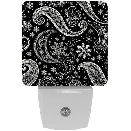 

Night Light Night Lights Plug into Wall Dusk to Dawn Sensor White Led Night Light 2 Pack Nightlight for Bedroom Bathroom Hallway Kitchen Paisley Vintage Cashew Blossom