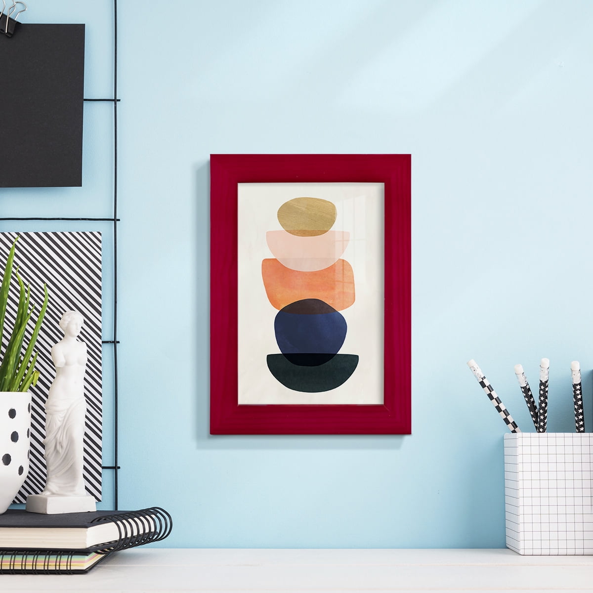 Mod Pods II -Framed Print w/glass-Cherry Red