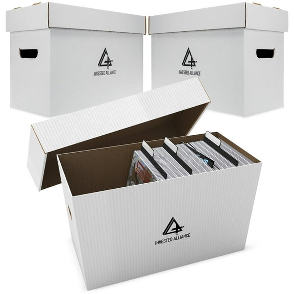 Premium Comic Book Storage Boxes | Short Cardboard Comic Book Box. Thick White Comic Box. Comic Storage Box for 150-175 Books. Comic Book Storage Case/Bin to Showcase Collectibles. (3 Pack)