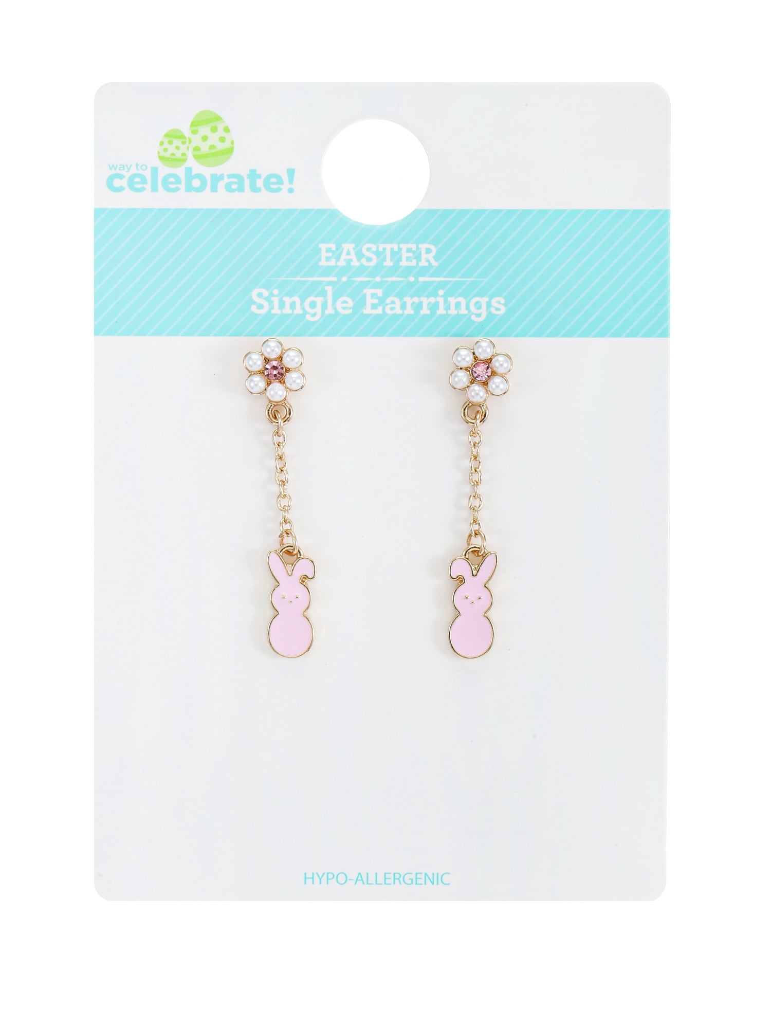Way to Celebrate Easter Pink Bunny Drop Earrings, 1 Pair