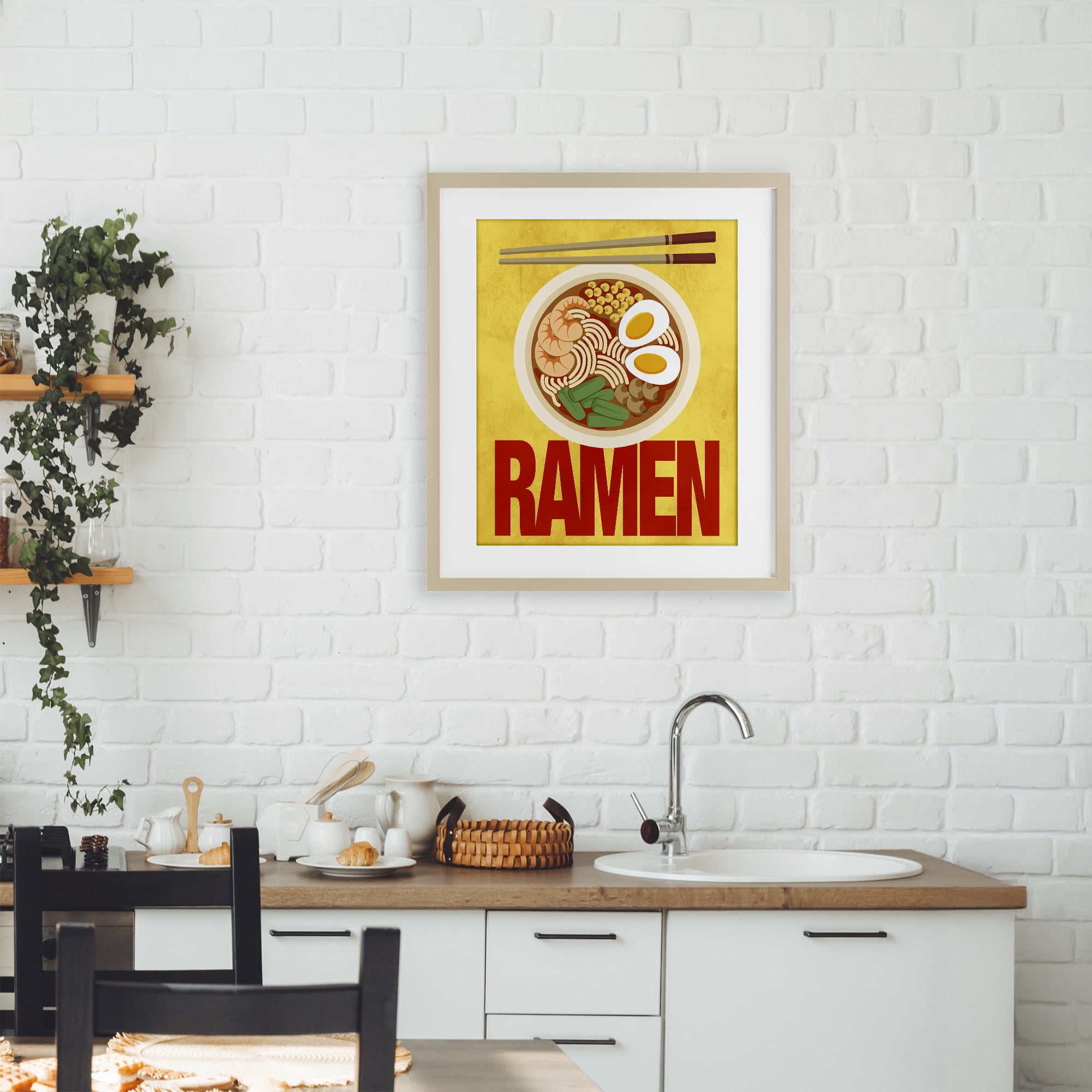 Stupell Industries Bright Ramen & Chopsticks Birch Framed Print Under Glass, design by Marcus Prime