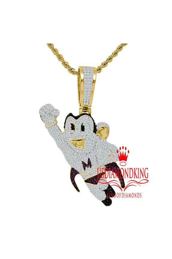 Designer Custom Piece Multi Gold Tone Custom Micro Pave Pendant Charm Chain Set