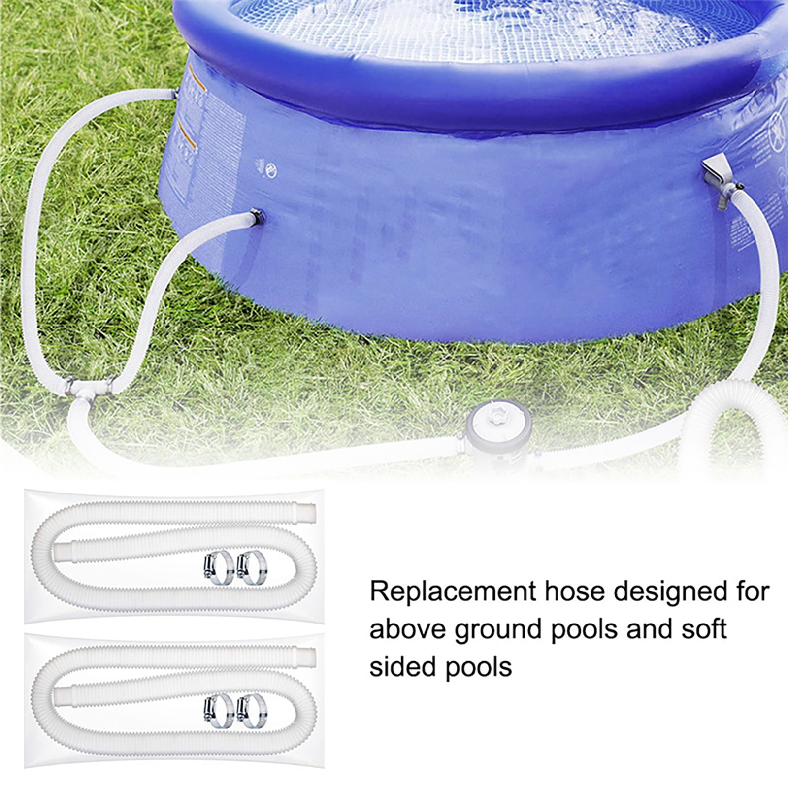 1.25 Inch Pool Pump Replacement Hoses for Above Groud Pools - Pool Hoses for In-tex Coleman Pool Filter Pump 607, 637 with 8 Clamps (4 Pack)