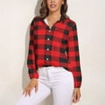 thumbnail image 3 of Buffalo Plaid Red Black Long Sleeve Blouse Woman Streetwear Casual Shirts Summer Oversize Woman Streetwear Clothing Birthday Present, 3 of 7