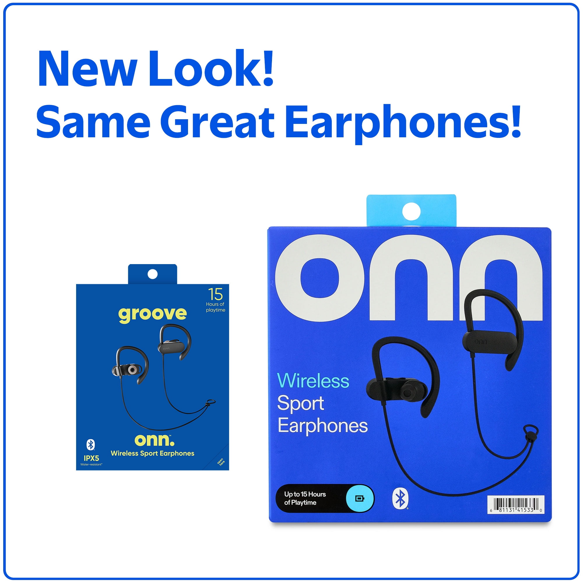 onn Sport Bluetooth Earphones with 15-Hour Playtime and Mic, Black