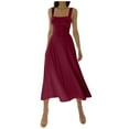 thumbnail image 1 of Kcodviy Robe Épaisse Unie pour Femme, Robe Décontractée pour Femme à Bretelles, Coupe Ajustée, Longue Robe, Robe à Taille à Lacets, Robe de Bureau Décontractée, Jupe Décontractée, 1 of 5