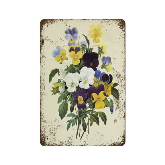 Antique Flower Print, Home Decor, Flower Botanical Illustration, Flower Decor, Flower tin sign,Retro style, farmhouse decoration, home, bar, restaurant, garage, tin sign 5.5x 8 inches
