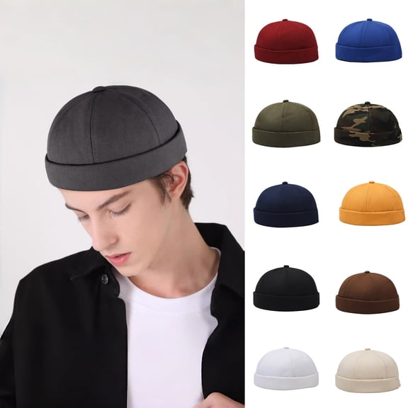 Breathable Adjustable Linen Cap for Men Women No Brim Casual Summer Hat