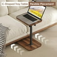 thumbnail image 4 of Set of 2 Sofa Couch Arm Table Tv Tray Small Bed Stand C Shaped Side End Tables for Living Room, Bedroom, Bedside Walnut, 4 of 14