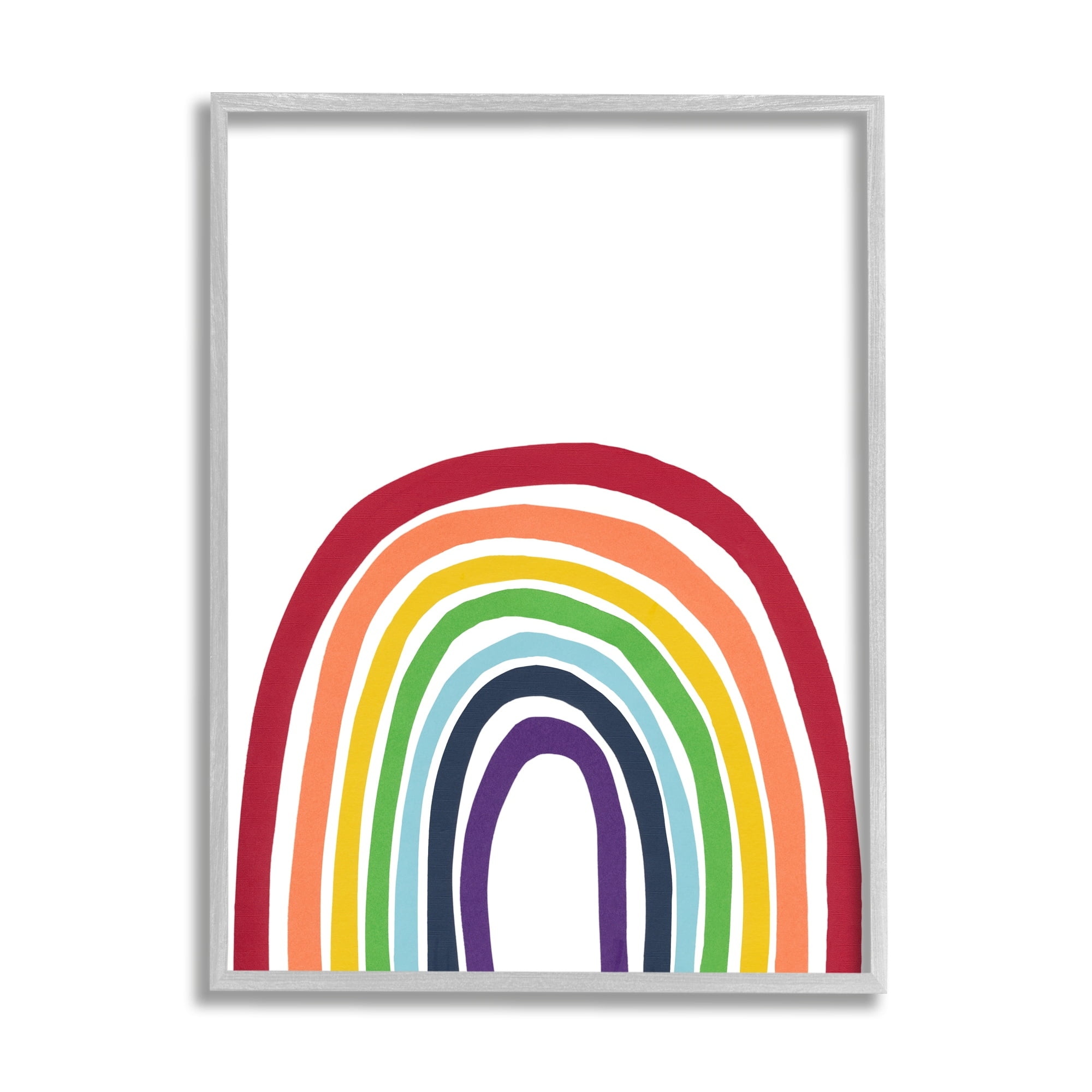 Stupell Industries Whimsical Asymmetrical Rainbow Stripes Modern Kids Design Graphic Art Gray Framed Art Print Wall Art, Design by Bronwyn Baker