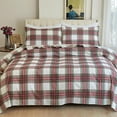 thumbnail image 2 of Elegant Comfort Soft 4-Piece Sheet Set - Deep Pocket Fitted Sheet, Soft, Cozy, Warm and Anti-Pill Flannel Sheets - Queen, Plaid Ivory, 2 of 4