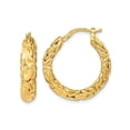 thumbnail image 1 of 14K Yellow Gold Polished Textured Hoop Earrings (4/5 Inch 3mm thick), 1 of 4