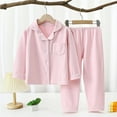 thumbnail image 2 of IROINNID Toddler Pajamas Set Boys Girls 2 Pieces Long Sleeve Button Down Shirts with Pants Comfy Home Wear Homewear Sleepwear Set,Pink, 2 of 3