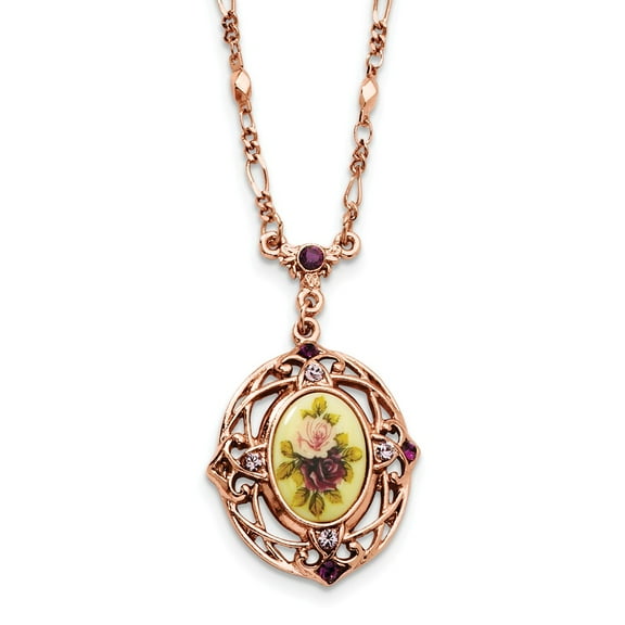 necklace Fancy with pendant Crystal Purple 28 in 32 mm