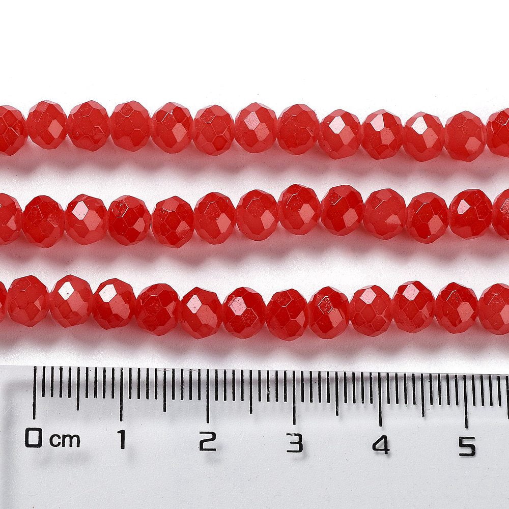 Baking Painted Imitation Jade Glass Bead Strands Faceted Rondelle FireBrick 8x6mm Hole: 1mm about 63~65pcs/strand 39~40cm