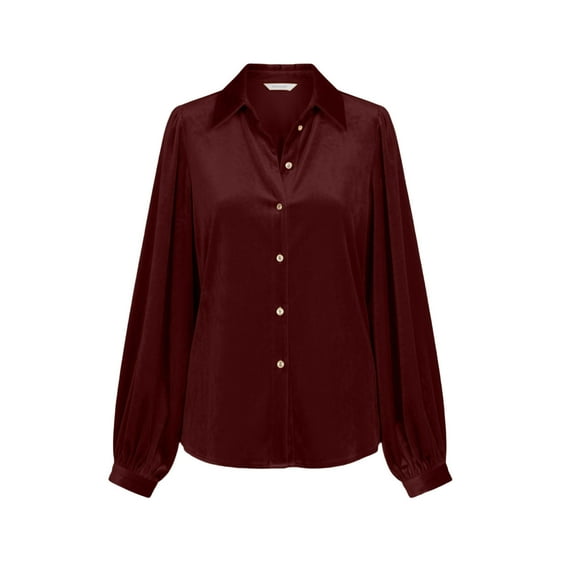 BLVB Womens Velvet Long Sleeve Button down Shirt Casual Retro Blouse Lapel Tunic Tops Fall Shacket Jacket