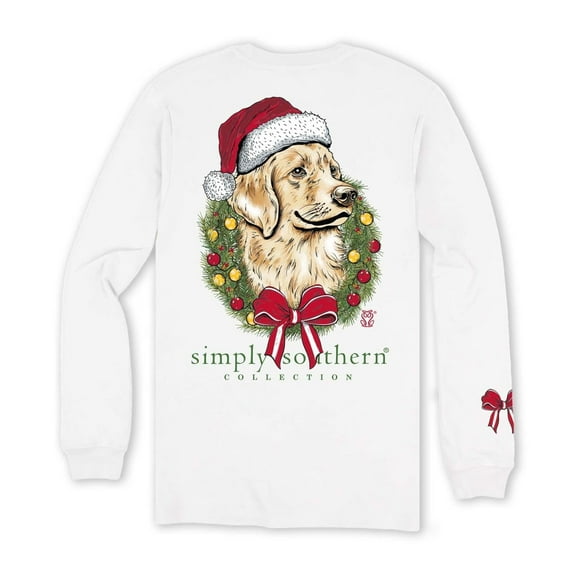 Simply Southern Ladies Merry Dog Graphic White T-shirt LS-MERRYDOG-WHITE