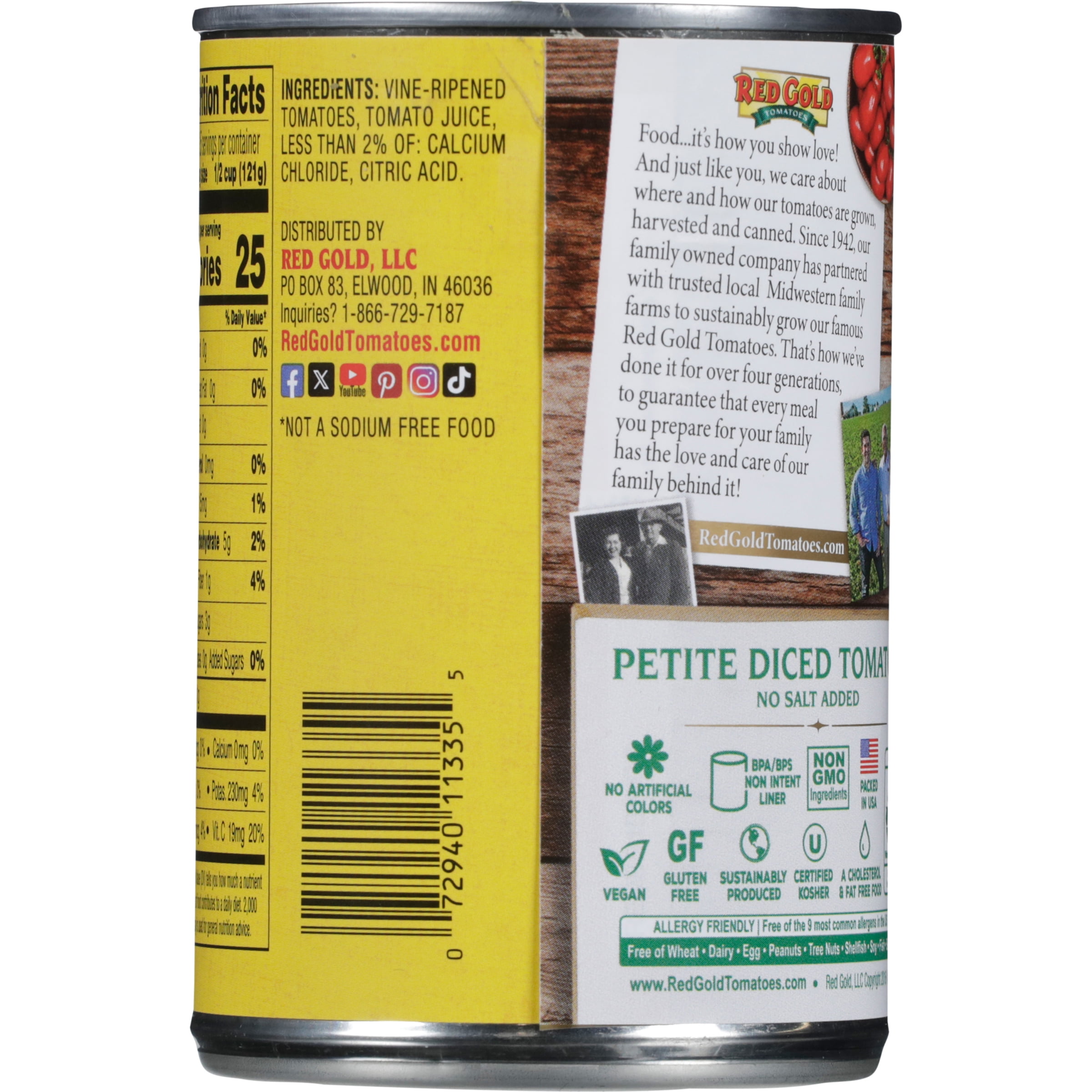 Red Gold No Salt Added Petite Diced Tomatoes, 14.5 oz Can