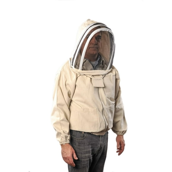 Fournitures d'Apiculture en Forêt - Veste en Toile de Coton avec Voile d'Escrime, Vestes d'Apiculteur Professionnelles Premium (TG)