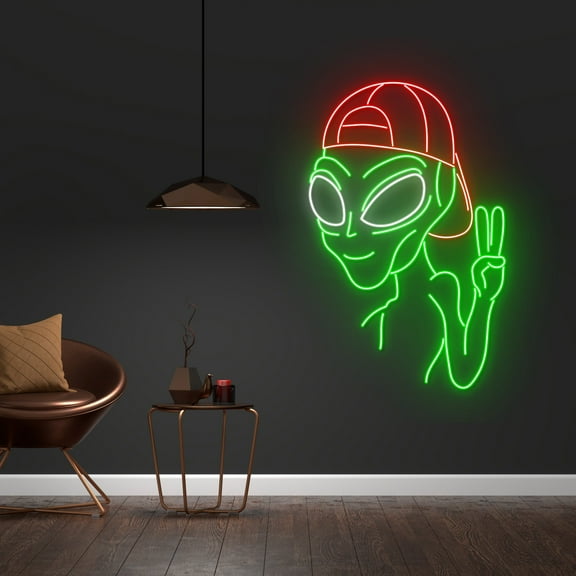 Handmadetneonsign Hiphop Alien Led Sign, Hiphop Alien Neon Light, Swag Alien Neon Sign, Cool Alien