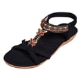 thumbnail image 4 of Rokment Women's Boho Beach Flat Dress Sandals 2026 Summer Ethnic Butterfly Embroidered Wedge Low Heel Slingback Dressy Sandals for Woman Vacation Black Size 6.5, 4 of 5