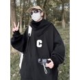thumbnail image 3 of Sudadera con capucha de cuello alto con estampado de letra C de otoño para hombre, sudadera con capucha de diseño ninja, sudadera con capucha de gran tamaño Y2K, 3 of 5