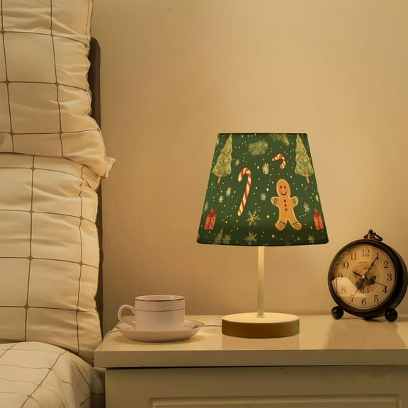 Yayeee Mini Table Lamp 10.8" Dimmable with Fabric Shade 3 Color Temperatures, Christmas Gingerbread