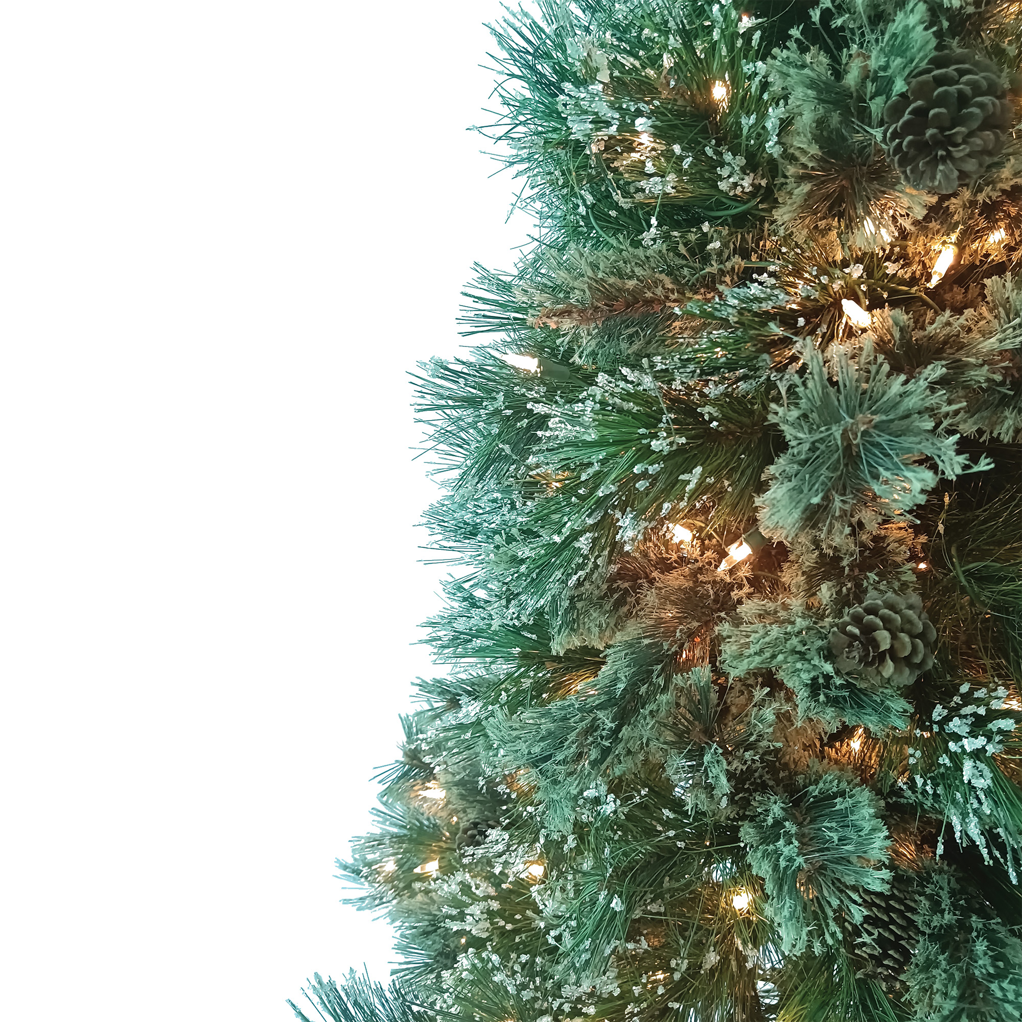 4.5 ft Cashmere and Snow Bristle Christmas Tree with Pine Cones and Pre-lit 250 Clear LED Lights