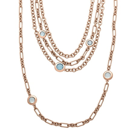 4 3/4 ct Sky & London Blue Topaz Link Necklace in 18kt Rose Gold Plate