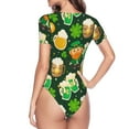thumbnail image 4 of Naloa St Patrick's Day10 Women's Short-Sleeved Onesie, One-Piece Swimsuit for Parties, dates, clubs - XX-Large, 4 of 9