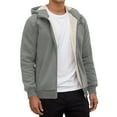 thumbnail image 6 of Vividxx Men's Jacket Solid Color Hooded Jacket With Pockets Drawstring Warm Zip Up Outerwear Coat For Casual Winter Long Sleeve, 6 of 6