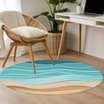 thumbnail image 5 of Turquoise Ripple Area Rug, Turquoise Gradient Washable Large Circle Carpet, Non Slip Round Rug for Living Room/Bedroom/Dining Room/Home Office/Dorm, 5 of 9