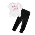 thumbnail image 3 of Cethrio Girls Summer Outfit Sets, Short Sleeve Casual Printed 2 Piece T-Shirts and Pants Set White Size 7-8 T, 3 of 5