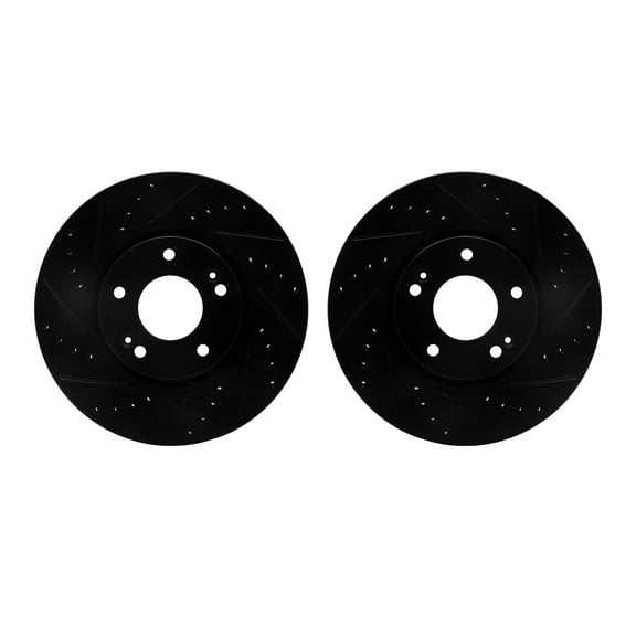Dynamic Friction Company Front Brake Rotors-Drilled and Slotted-Black 8002-03011