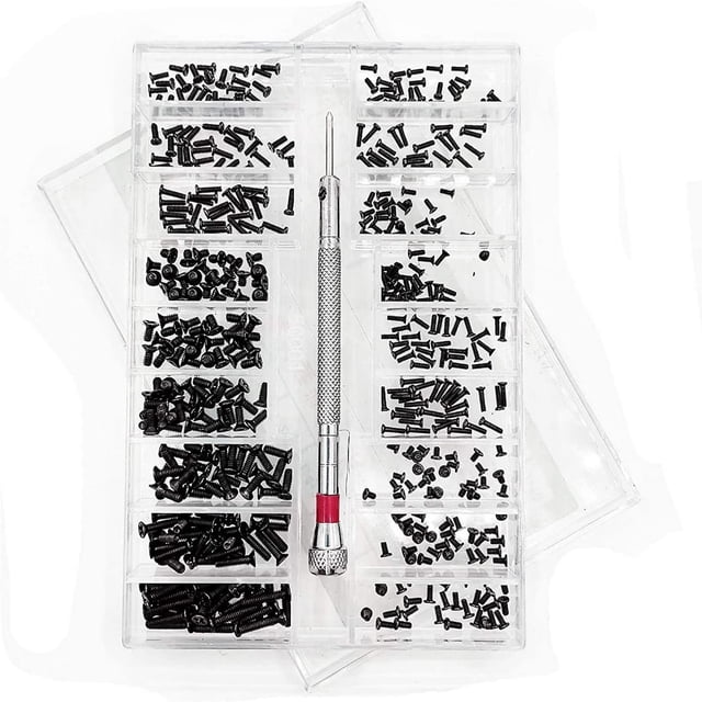 MesaSe 500 Pcs Micro Mini Kit de Réparation de Vis avec Tournevis Petit Assortiment de Vis en Acier Inoxydable Kit 18 Tailles pour Lunettes Ordinateur Portable Bijoux