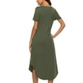 thumbnail image 4 of Defitshape Women's Soft Nightgowns Summer Cotton Long Pajama Dress Flowy Scoop Neck Short Sleeve Sleep Dress Loungewear Pockets Army Green Small, 4 of 4