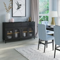 Twin Star Home Modern Sideboard with Glass Cabinet Doors