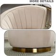 thumbnail image 6 of Tabaray Swivel Barrel Chair,Mid Century Modern Accent Chair,Fluffy Velvet Upholstered Comfy Armchair,Round Sherpa Chair with Gold Base for Nursery,Living Room,Bedroom,Office,Waiting Room, Beige, 6 of 18
