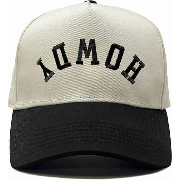 Howdy Backwards Hat, Funny Reversed Letter Trucker Cap, Western Aesthetic Snapback for Women and Men, Trendy Embroidered Statement Hat