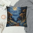 thumbnail image 2 of Nawypu Mushroom Throw Pillow Covers Zipper Moon Landscape Forest Starry Night Plants Country Orange Black Blue  Cozys Washable Soft Decor Living Room Chair Sofa Couch Square Pillow Covers, 2 of 5