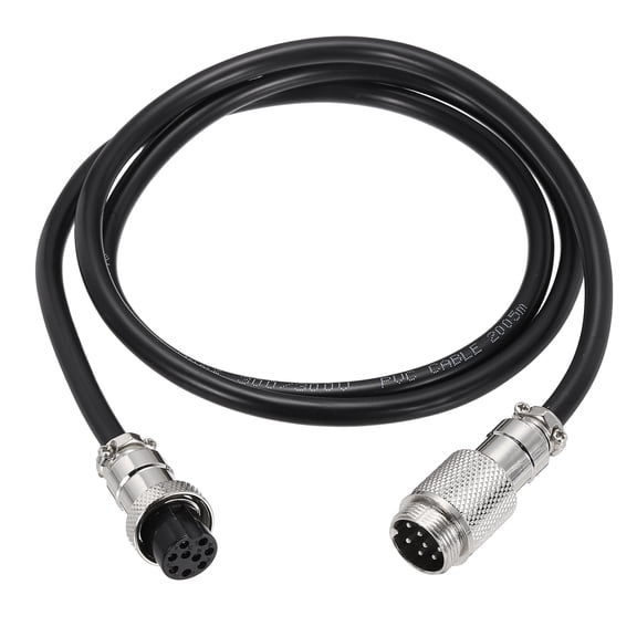 Uxcell 3.3ft GX16 9 Pin Cable Male to Female Head Aviation Cordset 20AWG, Black