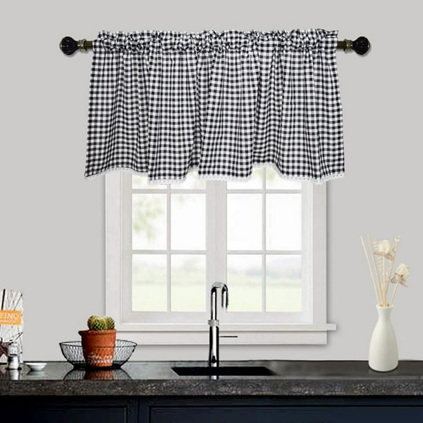 Cortinas Cortas para primera , Medias Filas de Ventanas Medias Cortinas para Dormitorios, Filas de Privacidad para Ventanas, Cortinas Negro 150x45cm Macarena Cortina de nivel de ventana