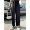 thumbnail image 4 of Womens Waffle Knit Lounge Wide Leg Pants High Elastic Waist Flowy Sweater Pants with Drawstring Black XL, 4 of 9