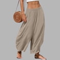 thumbnail image 3 of Womens Casual Pants Lightweight Elastic Waist Palazzo Pants with Pockets Summer Wide Leg Trousers Women, 3 of 8