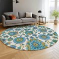 thumbnail image 6 of Addison Rugs Mayfield Premium Machine Washable Traditional Global Aqua Round Rug, 8' x 8', 6 of 6