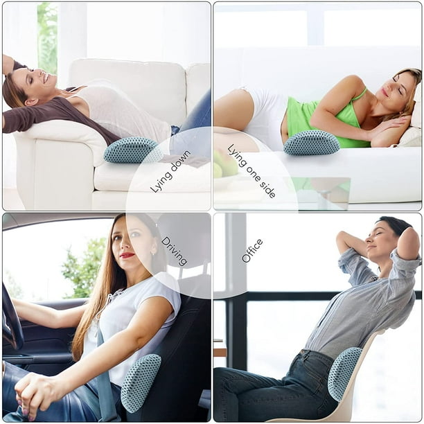 Almohada de apoyo lumbar almohada lumbar de espuma viscoelastica para aliviar el dolor de espalda baja cojin de apoyo lumbar para sillas de oficina sillones reclinables y asientos de coche azul solido