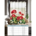 thumbnail image 6 of No Hook Cloth Fabric Shower Curtain with Snap in Liner, Red White Floral Waterproof Shower Curtains Set with See Through Top Window, Daisy Green Botanical Leaves Bath Curtains Shower 72"x78", 6 of 6