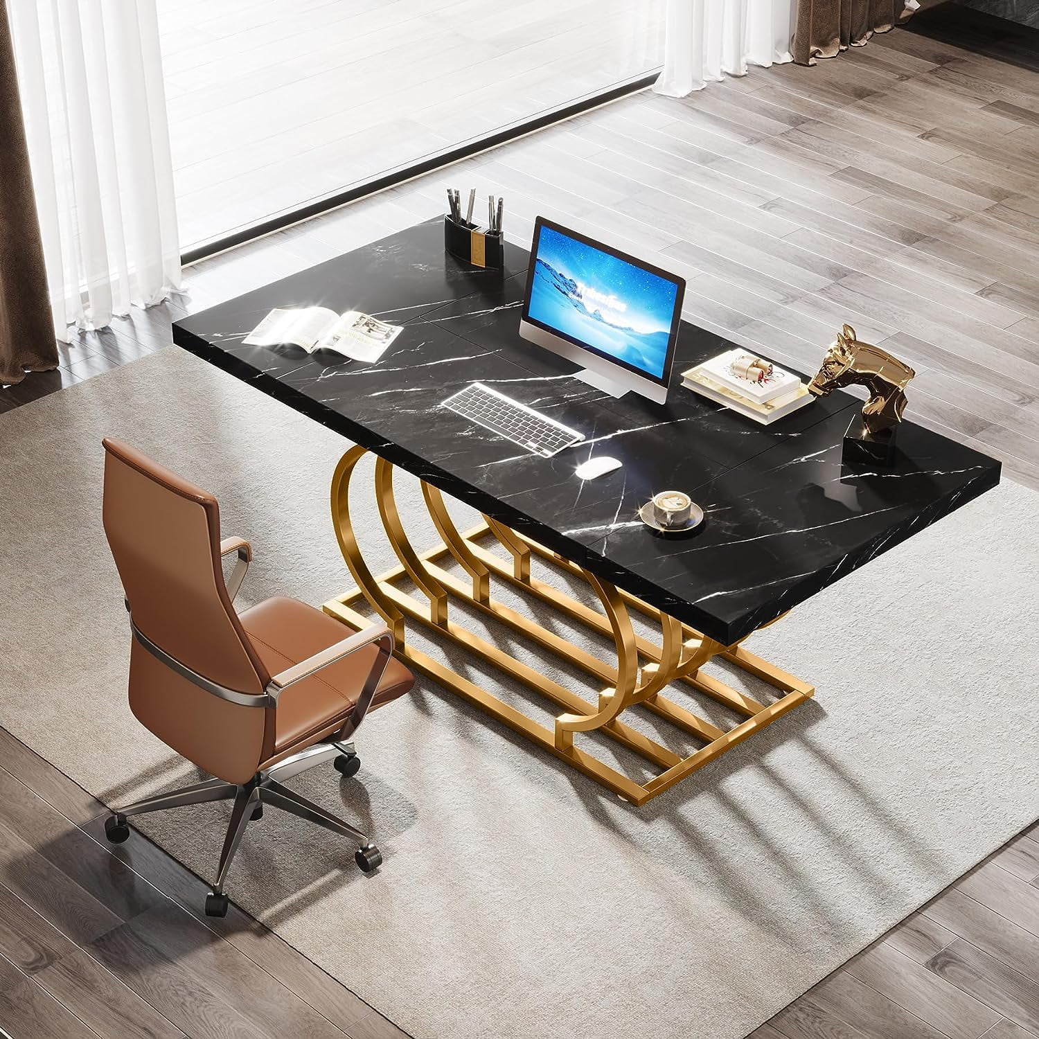 Black and Gold Masculine Office Desk Decor for Men Set X 3 Framed