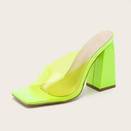 

Aayomet Womens House Slippers Fashion Women s Color Slippers Thick High Solid Transparent Toe Heel Women s slipper Green 7.5